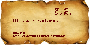 Blistyik Radamesz névjegykártya